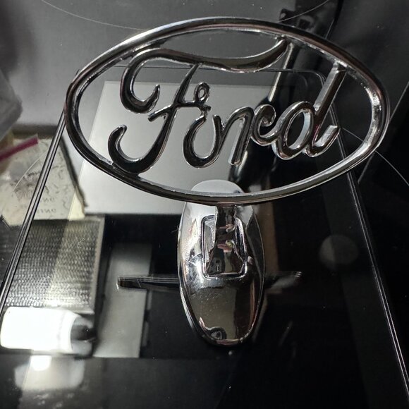 FORD Logo Metal Chrome Hood Ornament 3M Self Stick Aplication. - Picture 1 of 6
